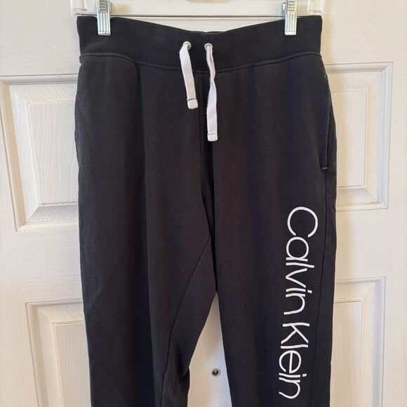 Calvin Klein Mens Joggers Size Small Black Logo Spellout Designer Relaxation USA - Picture 3 of 9